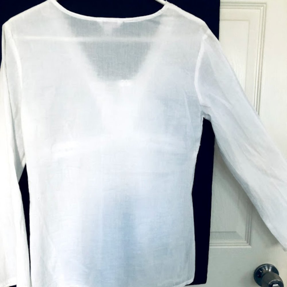 ANCHOR BLUE White cotton long sleeve top L NWOT - Picture 9 of 15